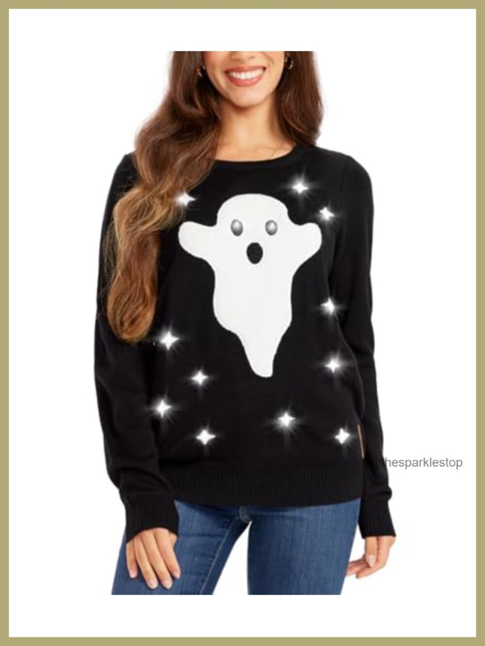 Skeleton Crewneck Pullover Sweater Halloween Light Up Long Sleeve